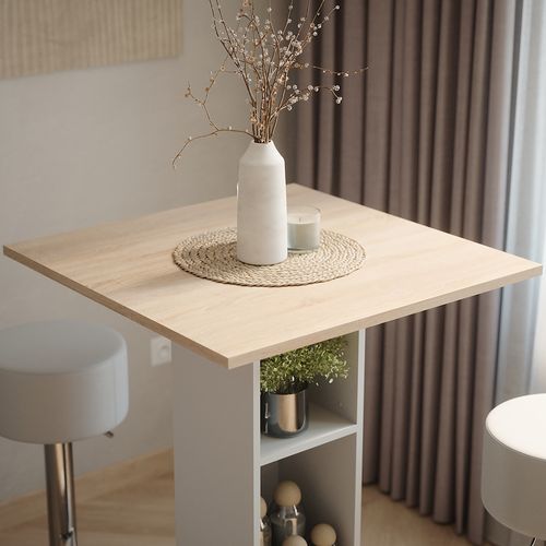 Set De Table De Bar Repose 55728 Blanc/sonoma 75x75cm Avec 2 Tabourets De Bar