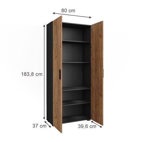 Étagère à Dossiers Frank 55773 Anthracite/chêne Doré 80x183.8cm