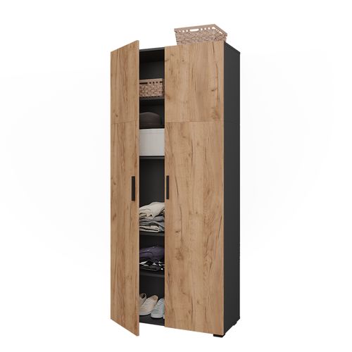 Étagère à Dossiers Frank 55773 Anthracite/chêne Doré 80x183.8cm