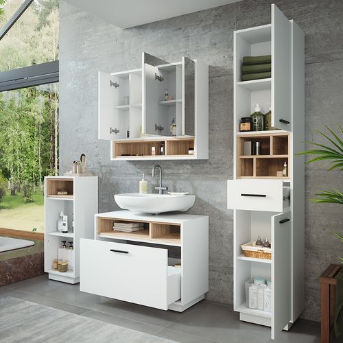 Ensemble De Meubles De Salle De Bains Beatrice 55782 Blanc/sonoma Kit 4