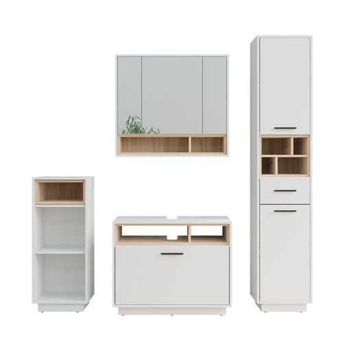 Ensemble De Meubles De Salle De Bains Beatrice 55782 Blanc/sonoma Kit 4