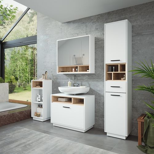 Ensemble De Meubles De Salle De Bains Beatrice 55782 Blanc/sonoma Kit 4