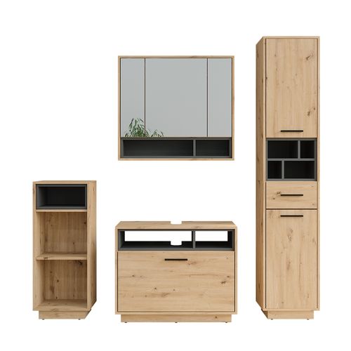 Ensemble De Meubles De Salle De Bains Beatrice 55790 Chêne Artisan/anthracite Kit 4