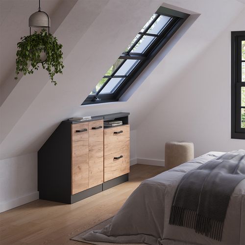 Ensembles De Meuble De Rangement Sous Pente Rion 55953 Chêne Doré/anthracite Lot De 2