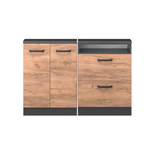 Ensembles De Meuble De Rangement Sous Pente Rion 55953 Chêne Doré/anthracite Lot De 2