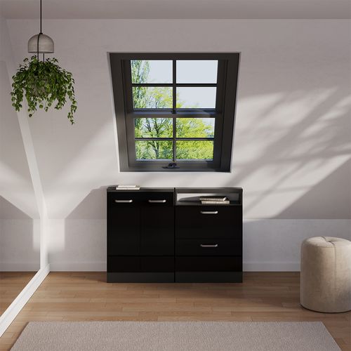 Ensembles De Meuble De Rangement Sous Pente Rion 55957 Noir Brillant/anthracite Lot De 2