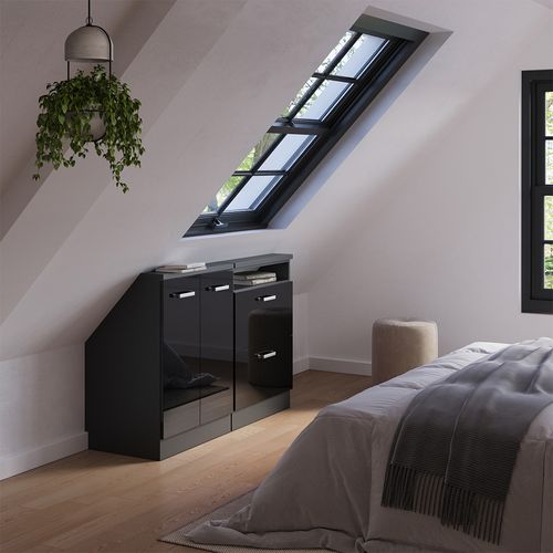 Ensembles De Meuble De Rangement Sous Pente Rion 55957 Noir Brillant/anthracite Lot De 2