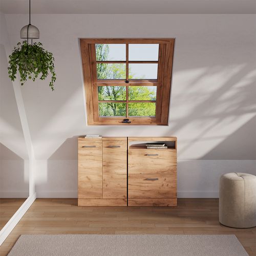 Ensembles De Meuble De Rangement Sous Pente Rion 55966 Chêne De Force Doré 120x81.6cm Lot De 2