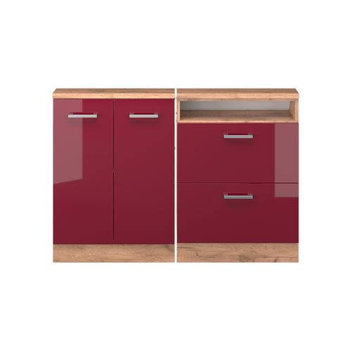 Ensembles De Meuble De Rangement Sous Pente Rion 55967 Rouge Brillant/chêne Doré Lot De 2