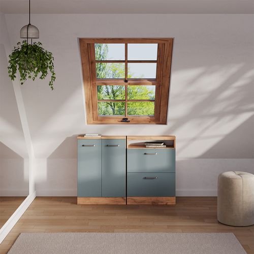 Ensembles De Meuble De Rangement Sous Pente Rion 55969 Bleu-gris/chêne Doré Lot De 2