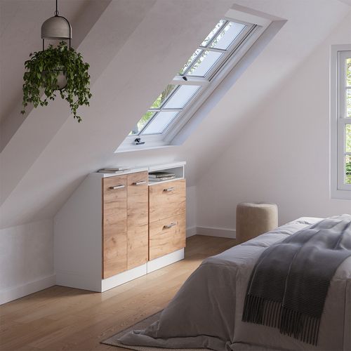 Ensembles De Meuble De Rangement Sous Pente Rion 55979 Chêne Doré/blanc Lot De 2