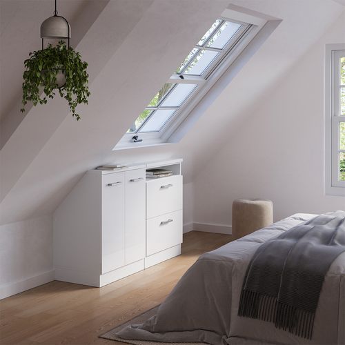 Ensembles De Meuble De Rangement Sous Pente Rion 55985 Blanc Brillant/blanc Lot De 2