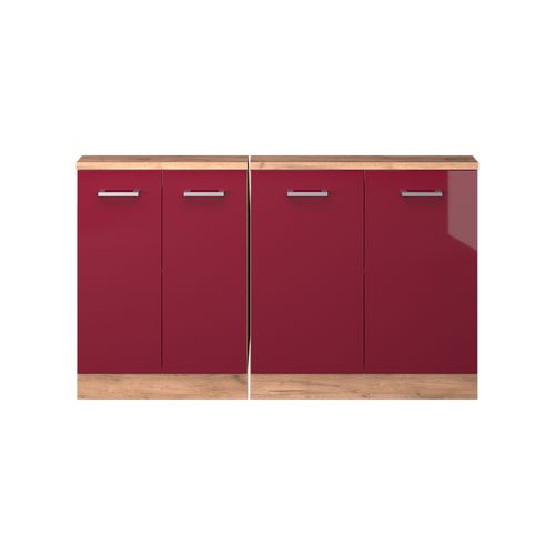 Ensembles De Meuble De Rangement Sous Pente Rion 56006 Rouge Brillant/chêne Doré Lot De 2