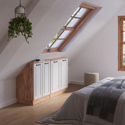 Ensembles De Meuble De Rangement Sous Pente Rion 56012 Blanc Campagnard/chêne Doré Lot De 2