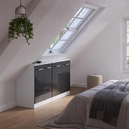 Ensembles De Meuble De Rangement Sous Pente Rion 56013 Anthracite Brillant/blanc Lot De 2