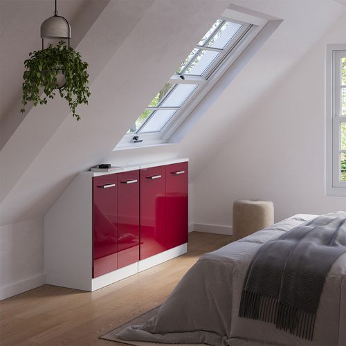 Ensembles De Meuble De Rangement Sous Pente Rion 56019 Bordeaux Haute Brillance/blanc Lot De 2