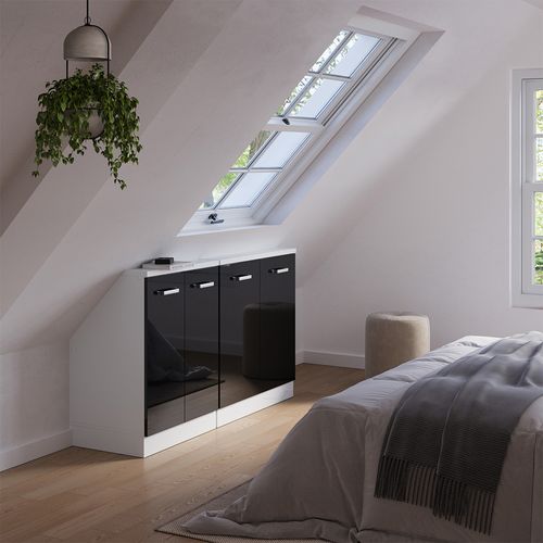 Ensembles De Meuble De Rangement Sous Pente Rion 56022 Noir Brillant/blanc Lot De 2