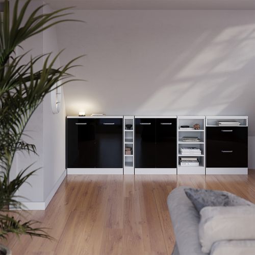 Ensembles De Meuble De Rangement Sous Pente Rion 56022 Noir Brillant/blanc Lot De 2