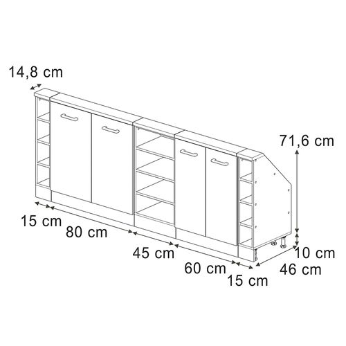 Ensembles De Meuble De Rangement Sous Pente Rion 56029 Béton/anthracite Lot De 5