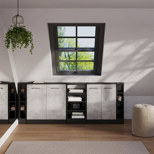 Ensembles De Meuble De Rangement Sous Pente Rion 56029 Béton/anthracite Lot De 5