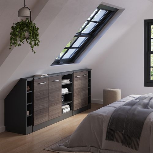 Ensembles De Meuble De Rangement Sous Pente Rion 56030 Gris Noble/anthracite Lot De 5