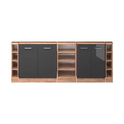 Ensembles De Meuble De Rangement Sous Pente Rion 56039 Anthracite Brillant/chêne Doré Lot De 5