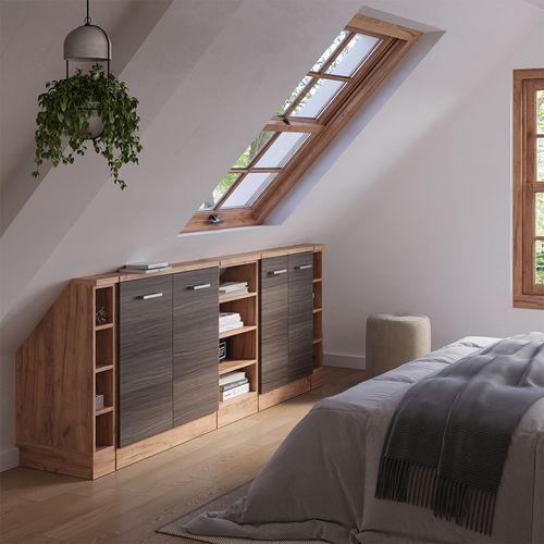 Ensembles De Meuble De Rangement Sous Pente Rion 56043 Gris Noble/chêne Doré Lot De 5