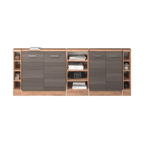 Ensembles De Meuble De Rangement Sous Pente Rion 56043 Gris Noble/chêne Doré Lot De 5