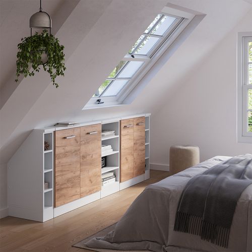 Ensembles De Meuble De Rangement Sous Pente Rion 56057 Chêne Doré/blanc Lot De 5