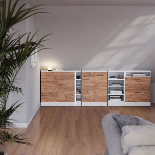 Ensembles De Meuble De Rangement Sous Pente Rion 56057 Chêne Doré/blanc Lot De 5