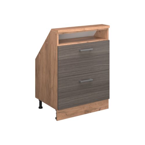 Meuble De Rangement Sous Pente Rion 56082 Gris Noble/chêne Doré Avec 2 Tiroirs