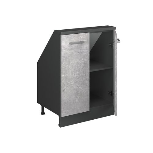 Meuble De Rangement Sous Pente Rion 56107 Béton/anthracite Avec 2 Portes