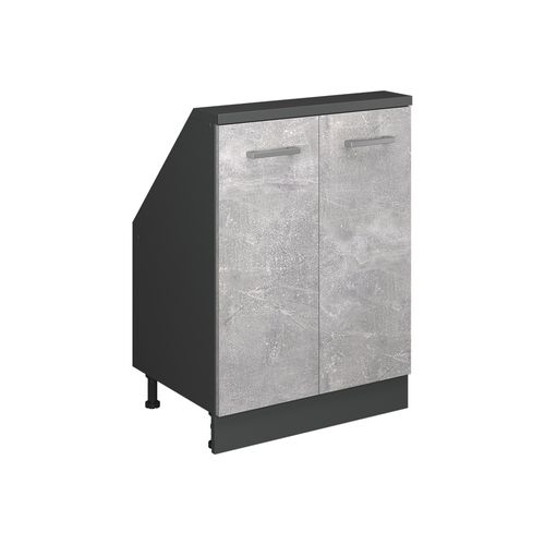 Meuble De Rangement Sous Pente Rion 56107 Béton/anthracite Avec 2 Portes
