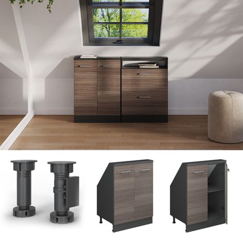 Meuble De Rangement Sous Pente Rion 56108 Gris Noble/anthracite Avec 2 Portes