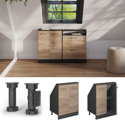 Meuble De Rangement Sous Pente Rion 56114 Sonoma/anthracite Avec 2 Portes