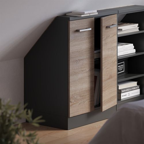 Meuble De Rangement Sous Pente Rion 56114 Sonoma/anthracite Avec 2 Portes