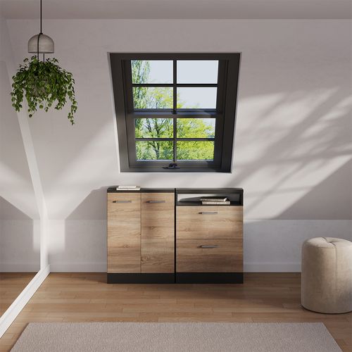 Meuble De Rangement Sous Pente Rion 56114 Sonoma/anthracite Avec 2 Portes