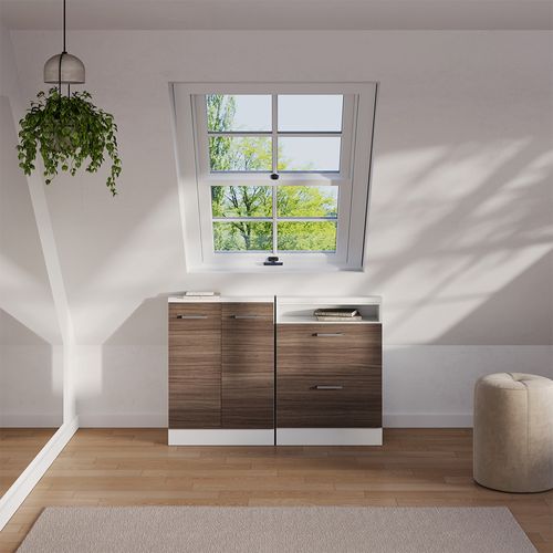 Meuble De Rangement Sous Pente Rion 56134 Gris Noble/blanc Avec 2 Portes