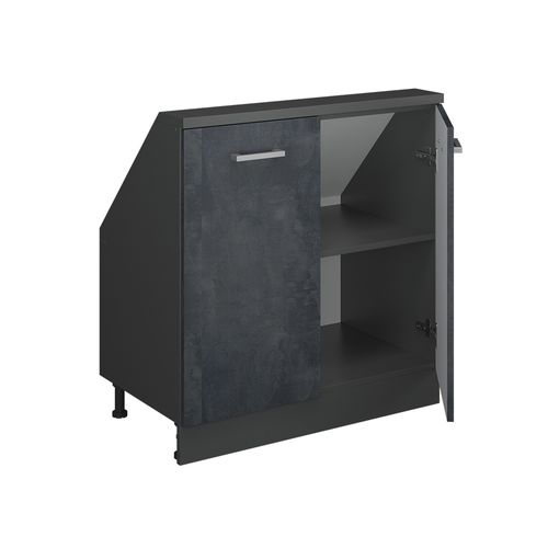 Meuble De Rangement Sous Pente Rion 56150 Noir Béton/anthracite Avec 2 Portes