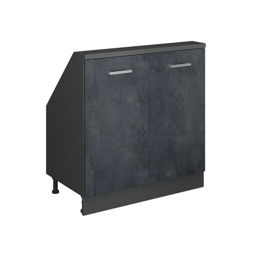 Meuble De Rangement Sous Pente Rion 56150 Noir Béton/anthracite Avec 2 Portes