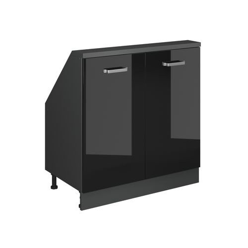 Meuble De Rangement Sous Pente Rion 56152 Noir Brillant/anthracite Avec 2 Portes