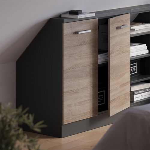 Meuble De Rangement Sous Pente Rion 56153 Sonoma/anthracite Avec 2 Portes