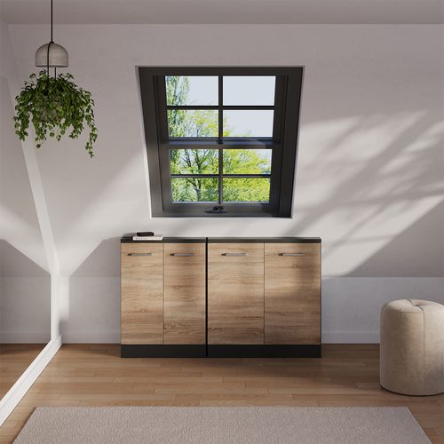 Meuble De Rangement Sous Pente Rion 56153 Sonoma/anthracite Avec 2 Portes