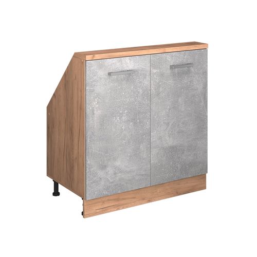 Meuble De Rangement Sous Pente Rion 56159 Béton/force Dor Chêne Avec 2 Portes