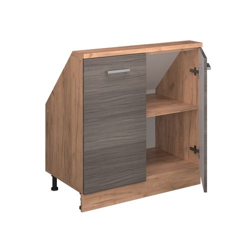Meuble De Rangement Sous Pente Rion 56160 Gris Noble/chêne Doré Avec 2 Portes