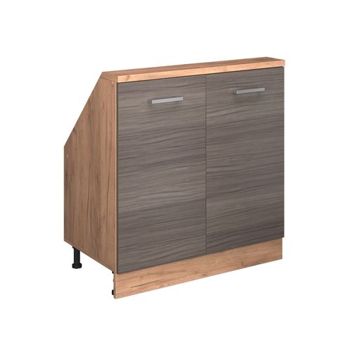 Meuble De Rangement Sous Pente Rion 56160 Gris Noble/chêne Doré Avec 2 Portes
