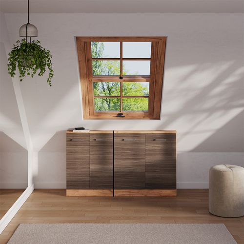 Meuble De Rangement Sous Pente Rion 56160 Gris Noble/chêne Doré Avec 2 Portes
