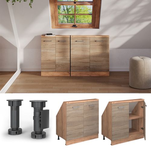 Meuble De Rangement Sous Pente Rion 56166 Sonoma/chêne Doré Avec 2 Portes