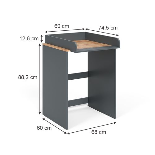 Armoire Machine à Laver Viktor 56189 Anthracite/chêne Doré 68x88.2cm 2 Pièces Avec Matelas à Langer