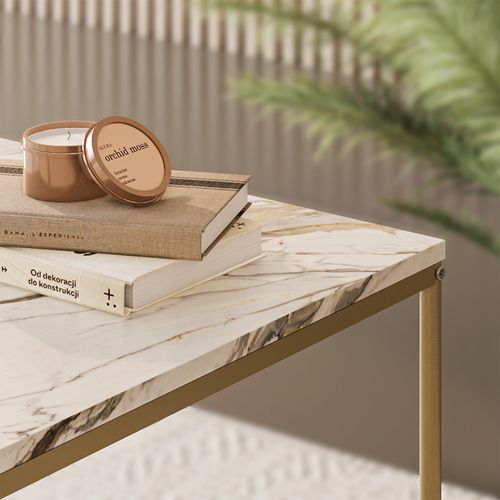 Set De Tables Basses Ramio 56193 Blanc/or 80x80cm 2 Pièces